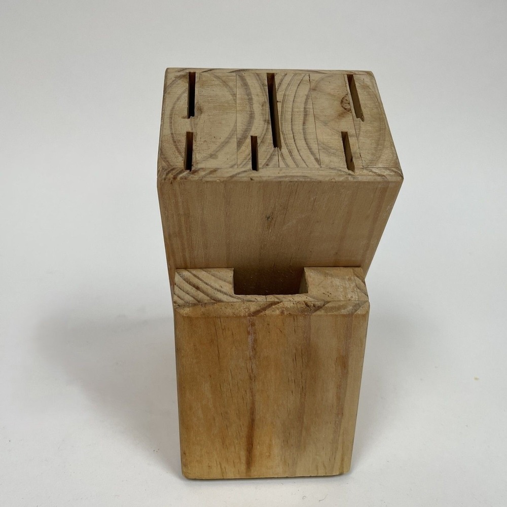 Wooden Knife Block 7 Slots 4 1/8" wide x 6 5/8" x 8 3/8" high